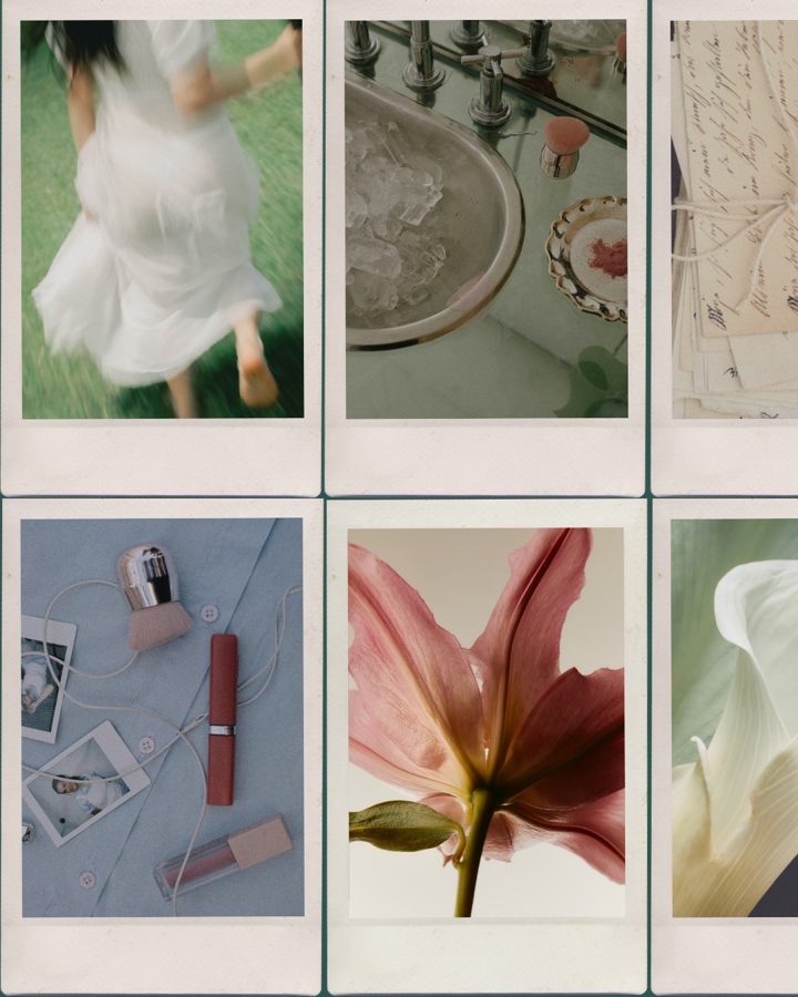 Polaroid-style collage of soft lifestyle moments